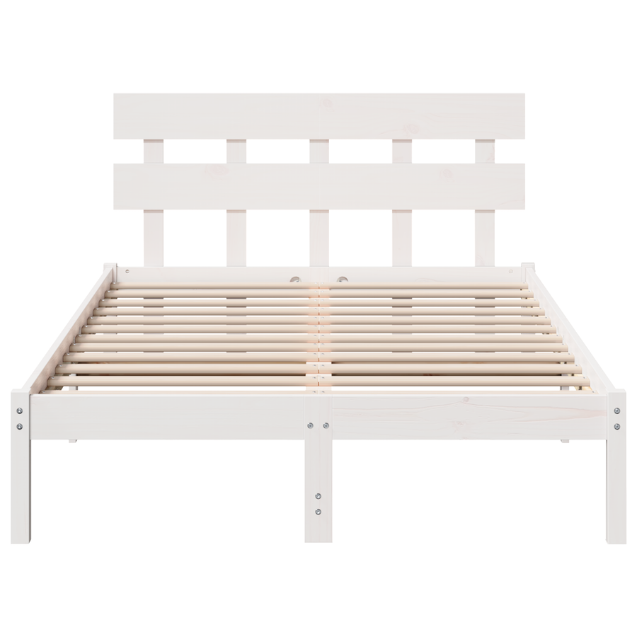 Bedframe met Hoofdbord Wit 135x190 cm van Massief Grenenhout