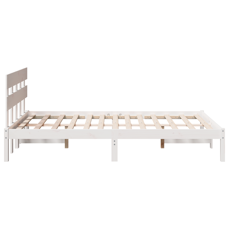 Bedframe met Hoofdbord Wit 135x190 cm van Massief Grenenhout