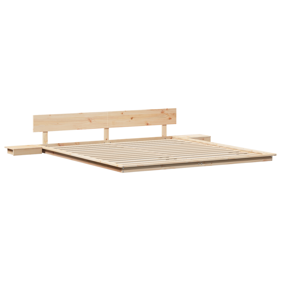 Vloerbed met nachttafels 180x200 cm van massief hout