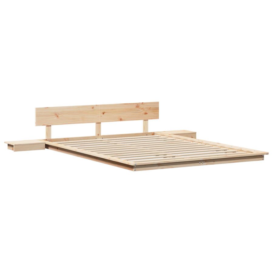 Vloerbed met Nachtkastjes 140x200cm Massief Hout