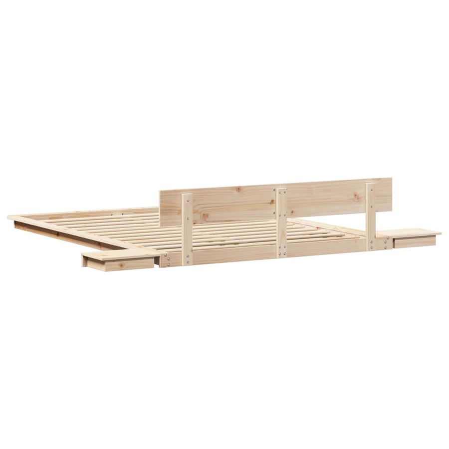 Vloerbed met Nachtkastjes 140x200cm Massief Hout