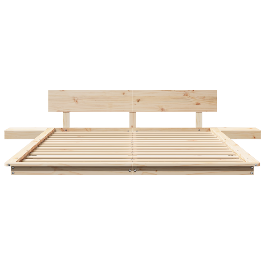 Vloerbed met Nachtkastjes 140x200cm Massief Hout