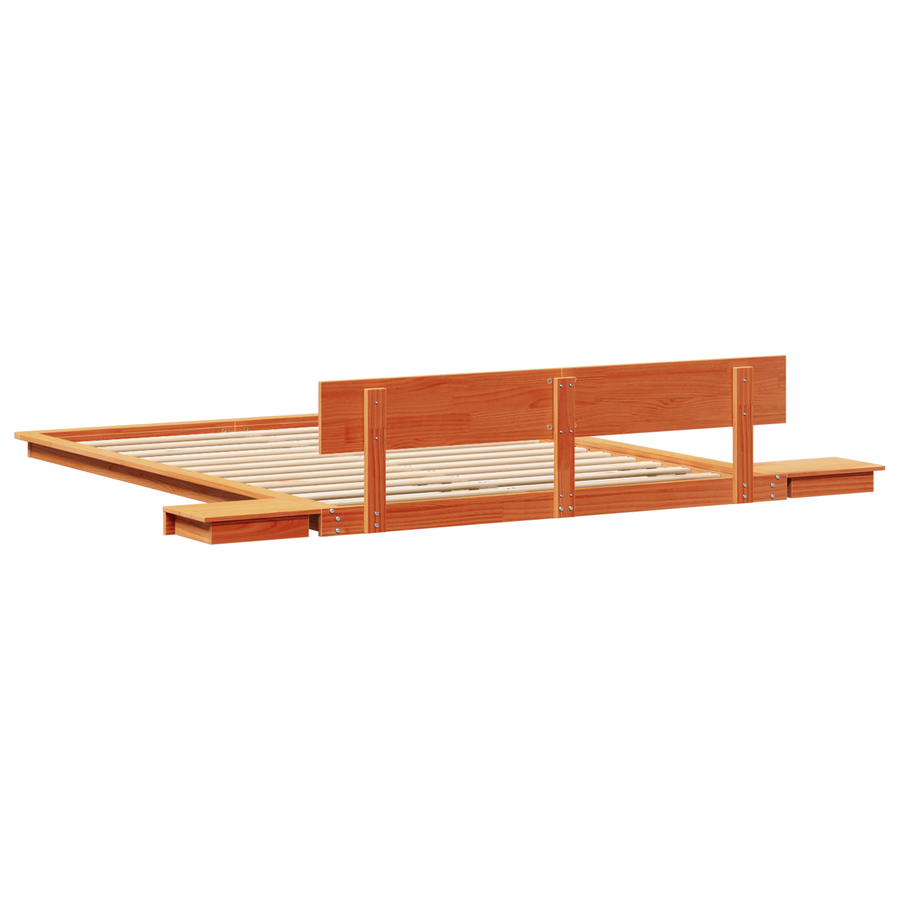Ligbedframe met Nachtkastjes Wengé Bruin 140x200cm Massief Hout