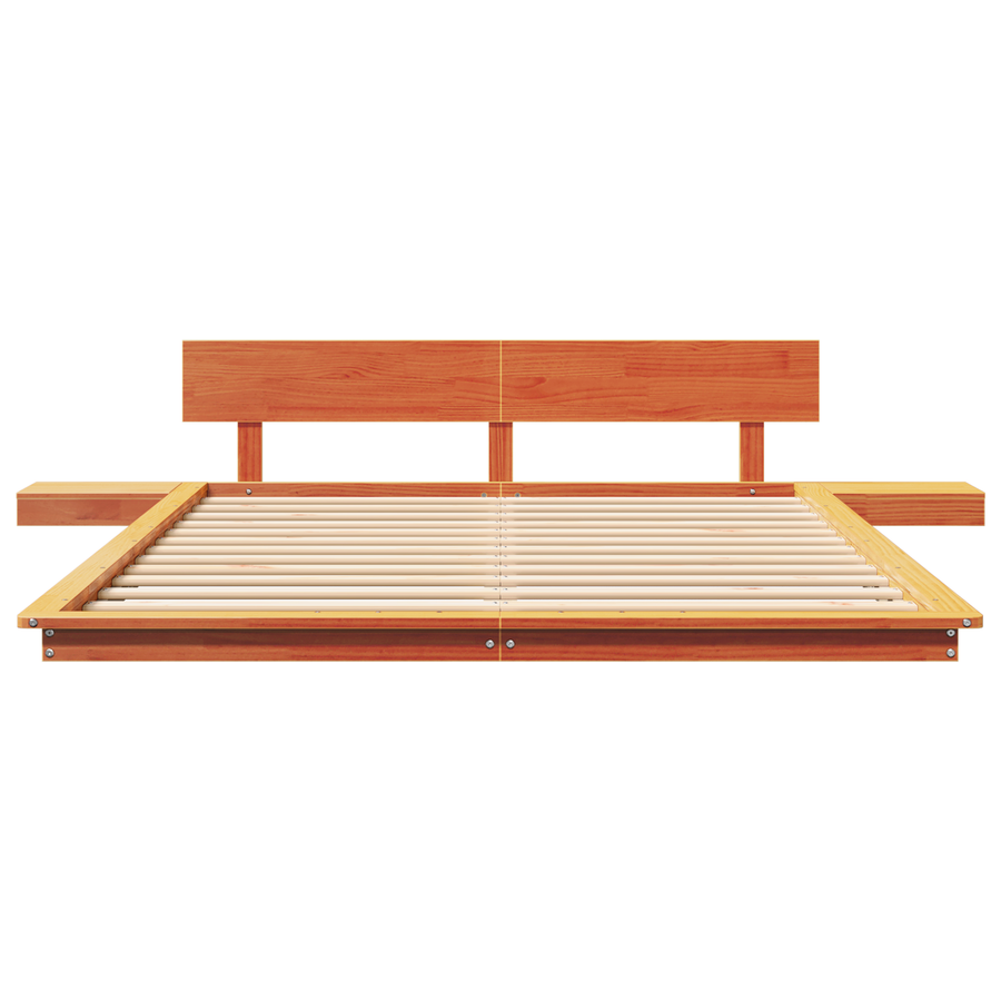Ligbedframe met Nachtkastjes Wengé Bruin 140x200cm Massief Hout