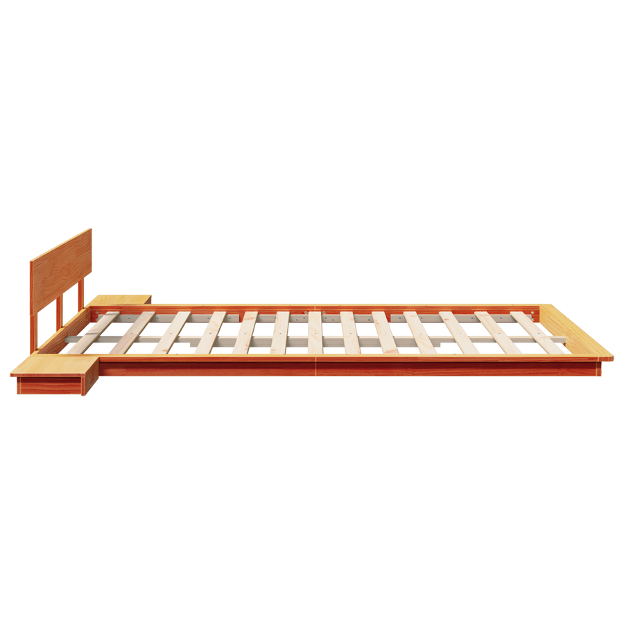 Ligbedframe met Nachtkastjes Wengé Bruin 140x200cm Massief Hout