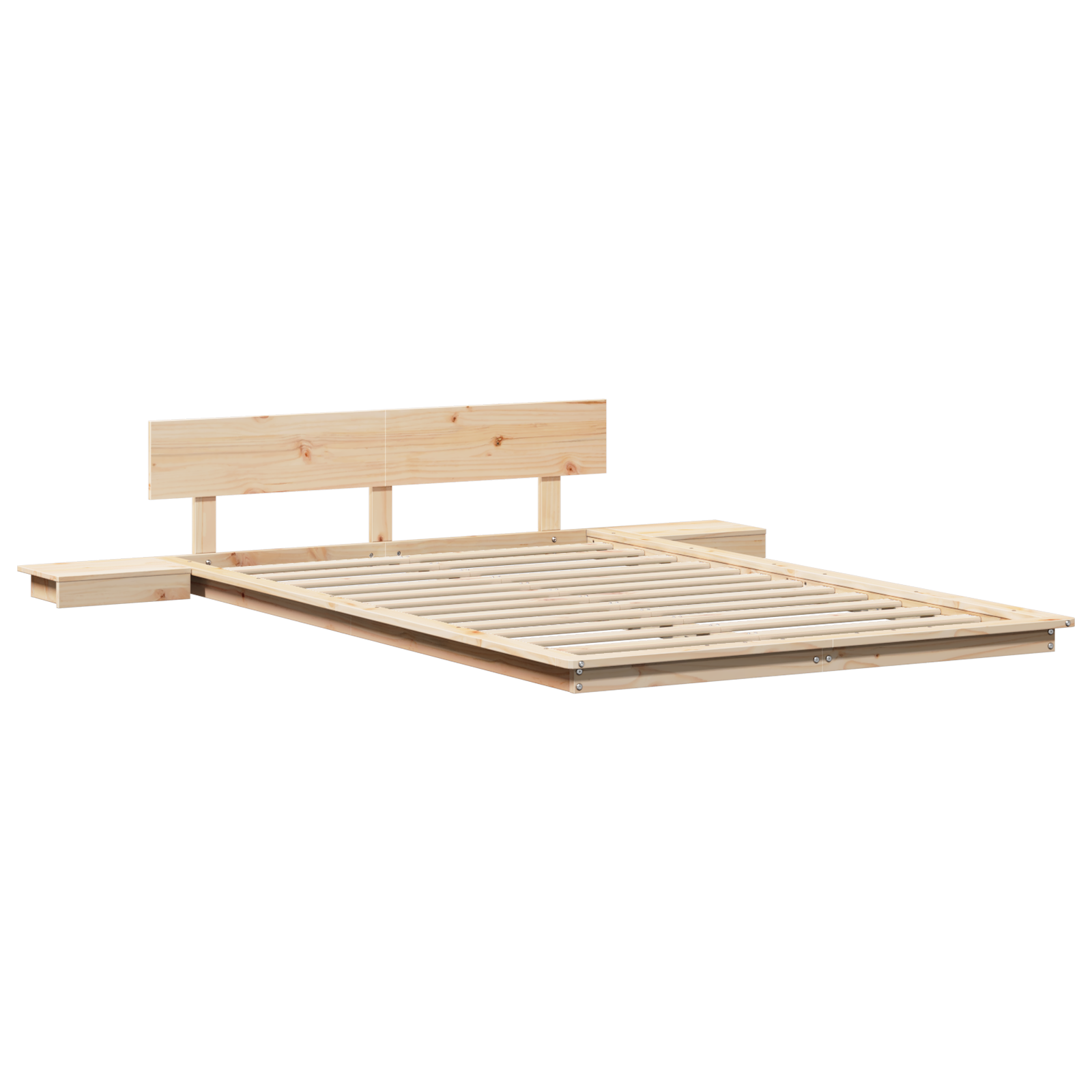 Bedframe met nachtkastjes 140x190 cm van massief hout