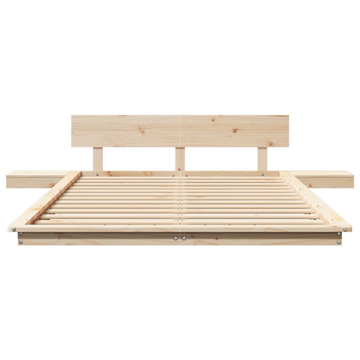 Bedframe met nachtkastjes 140x190 cm van massief hout