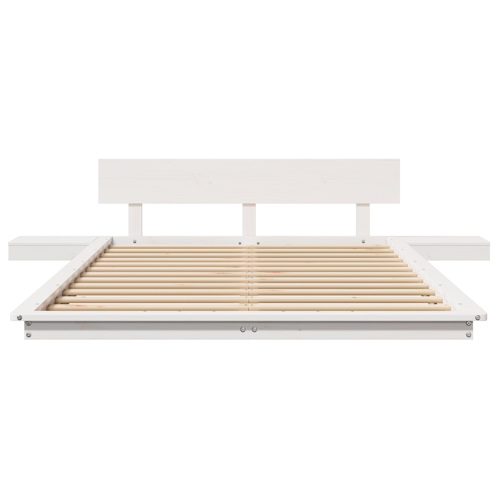 Bedframe met Nachtkastjes Wit 120x190cm Massief Hout