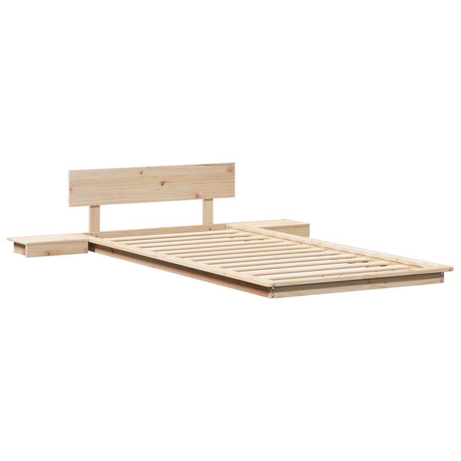 Vloerbedframe met nachttafels 90x200cm van Massief Hout