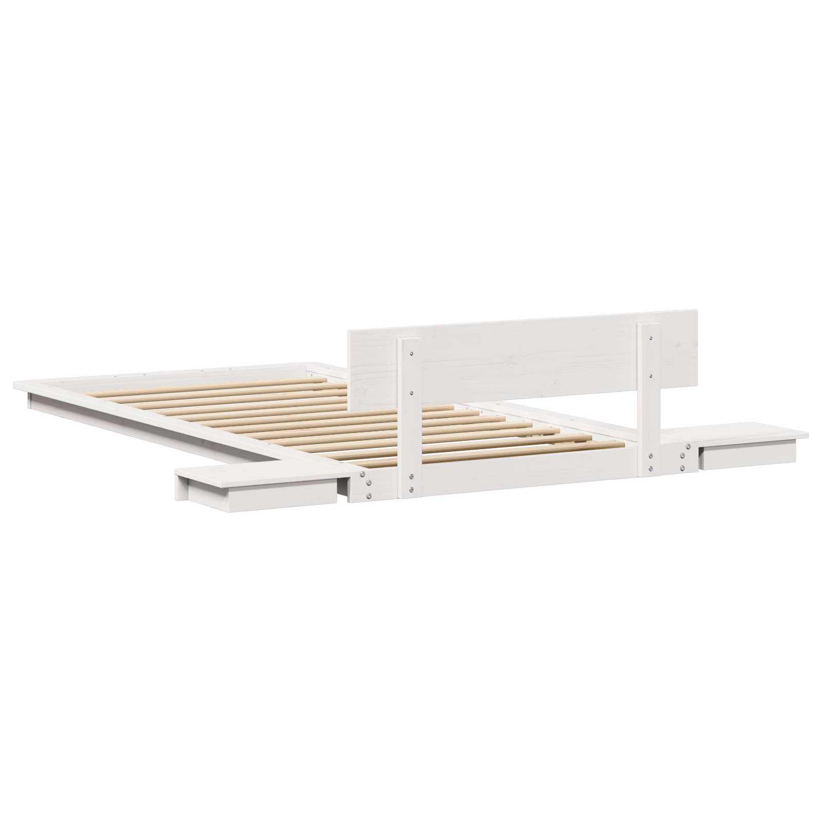 Ligbedframe met Nachttafels Wit 90x200cm Massief Hout