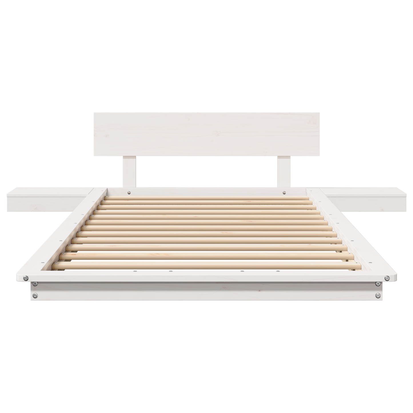 Ligbedframe met Nachttafels Wit 90x200cm Massief Hout