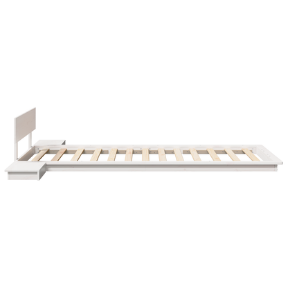 Ligbedframe met Nachttafels Wit 90x200cm Massief Hout