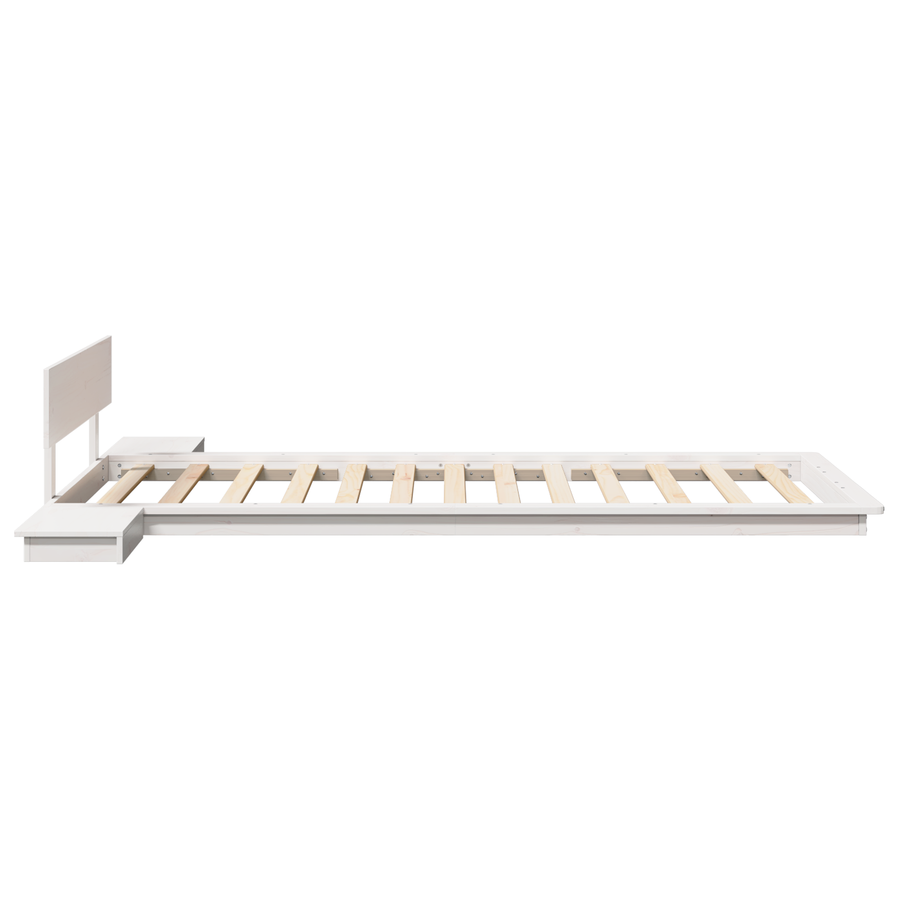Ligbedframe met Nachttafels Wit 90x200cm Massief Hout