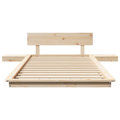 Bedframe met Nachtkastjes 80x200cm Uit Massief Hout