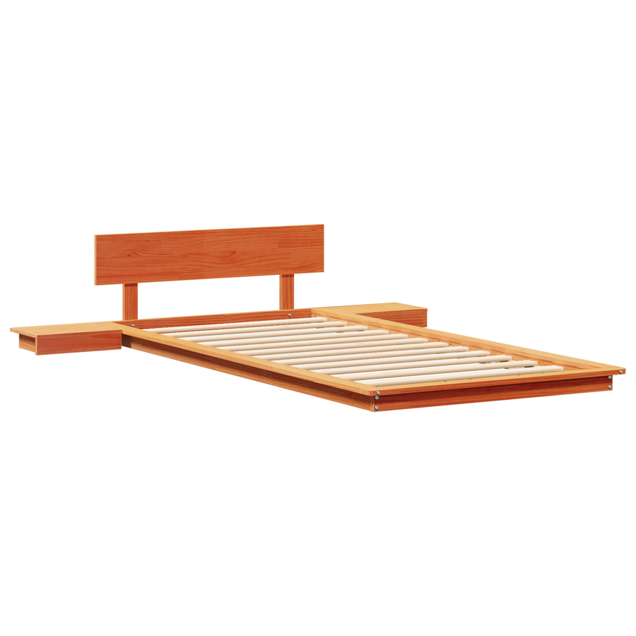 Ligbed met Nachtkastjes Gewaxed Bruin 90x190cm Massief Hout