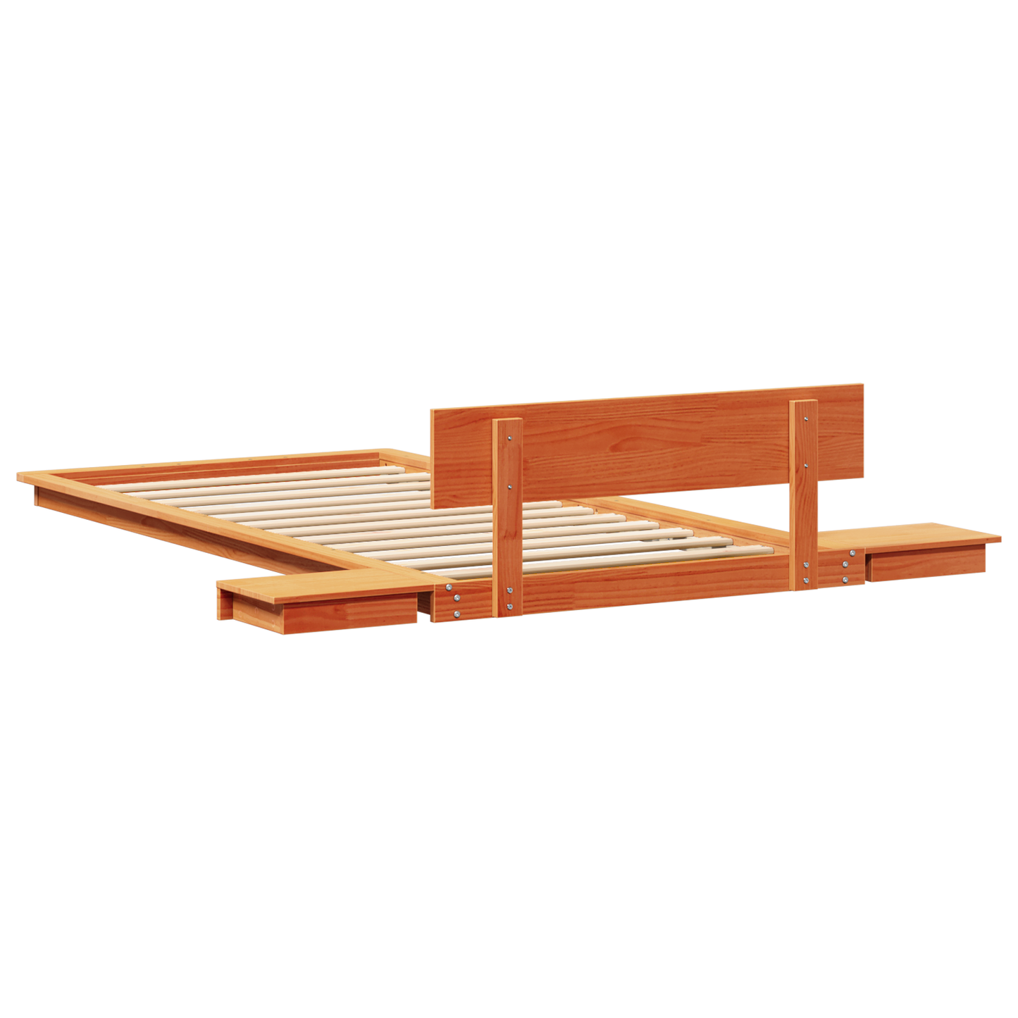 Ligbed met Nachtkastjes Gewaxed Bruin 90x190cm Massief Hout