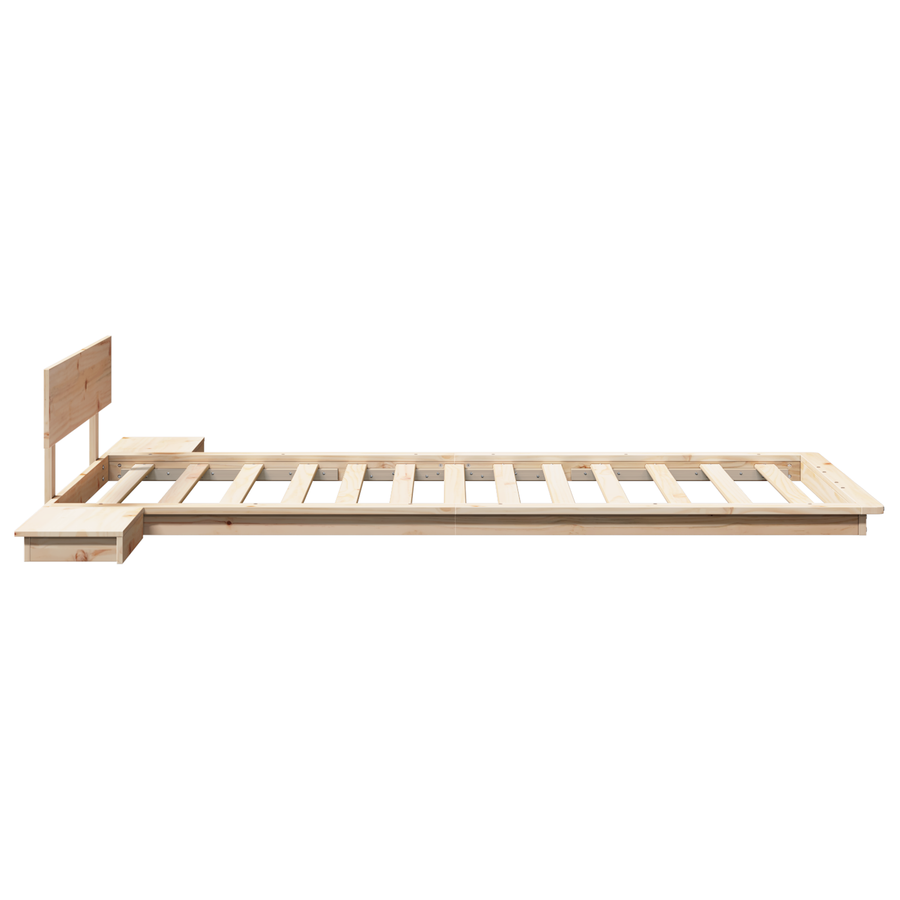 Bedframe met nachtkastjes 75x190cm van Massief Hout