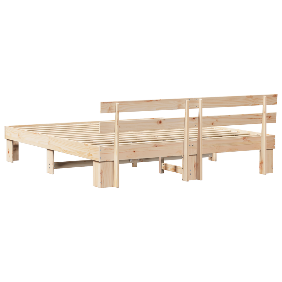Bedframe met hoofdbord 200x200 cm van massief grenenhout