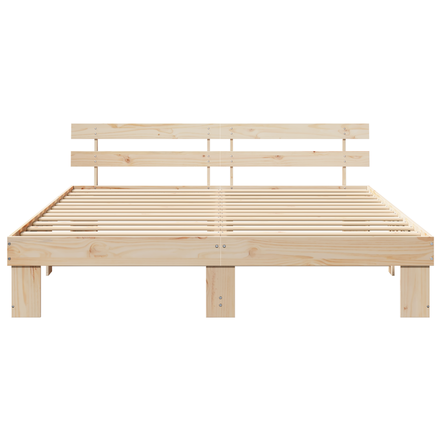 Bedframe met hoofdbord 200x200 cm van massief grenenhout