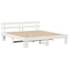 Bedframe met hoofdbord Wit 200x200 cm Massief grenenhout