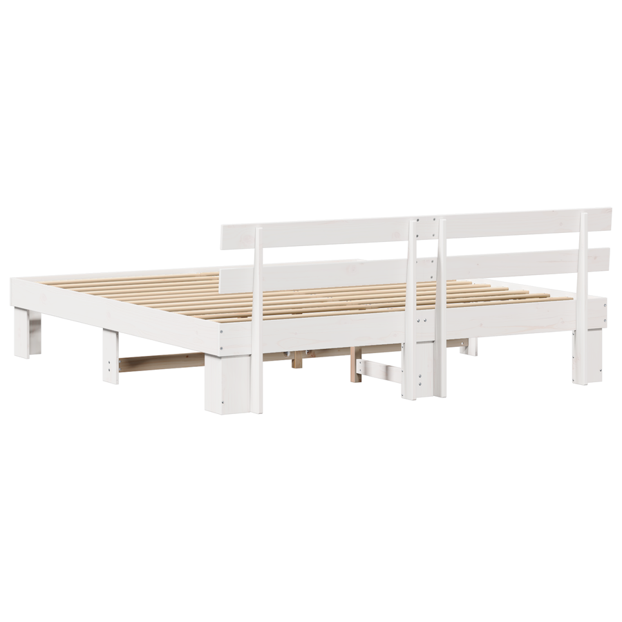 Bedframe met hoofdbord Wit 200x200 cm Massief grenenhout