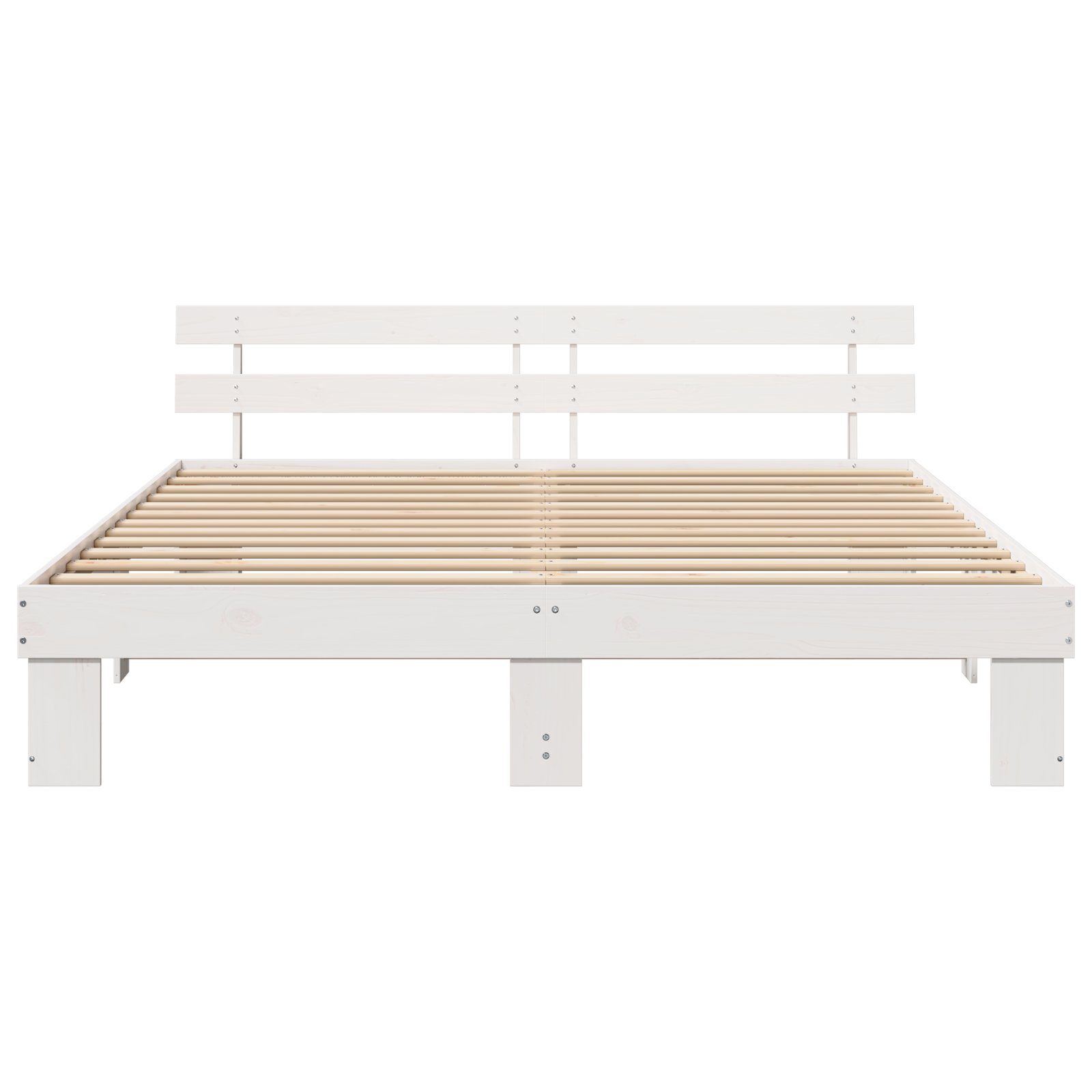 Bedframe met hoofdbord Wit 200x200 cm Massief grenenhout