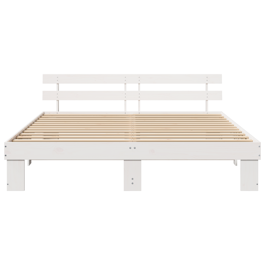 Bedframe met hoofdbord Wit 200x200 cm Massief grenenhout