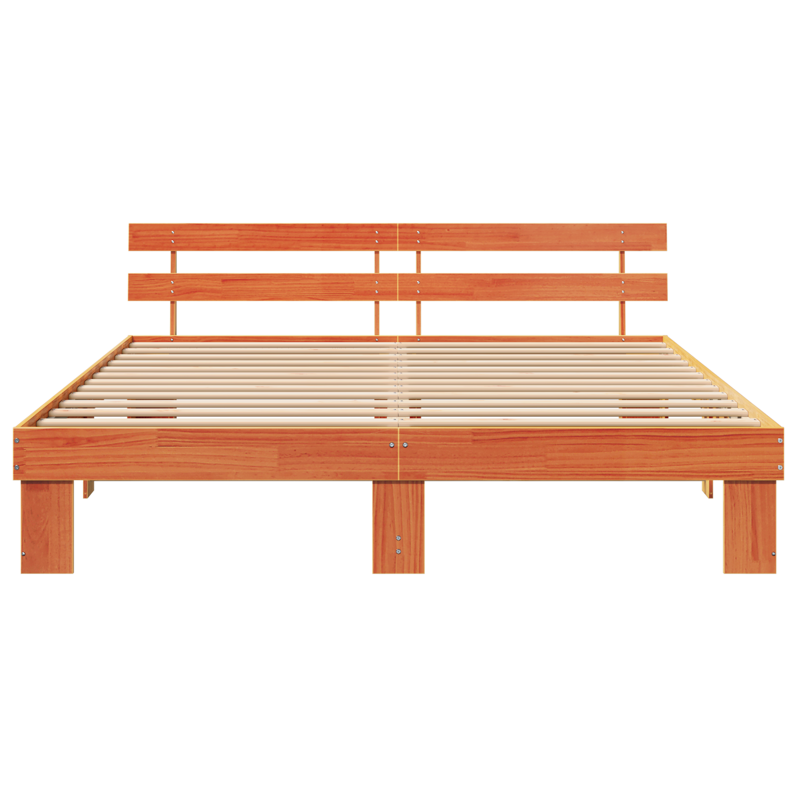 Bedframe met Hoofdeinde - Gewaxte Bruine 200x200 cm - Massief Grenenhout