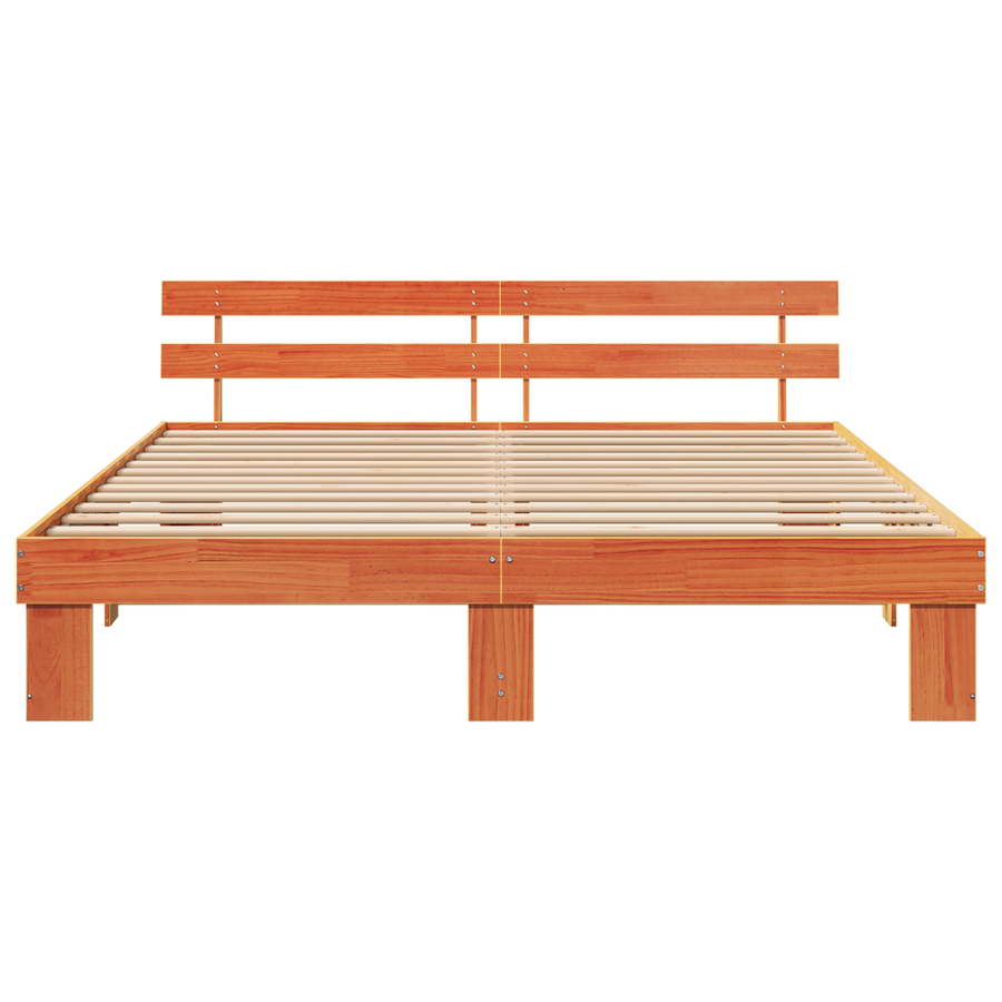 Bedframe met Hoofdeinde - Gewaxte Bruine 200x200 cm - Massief Grenenhout