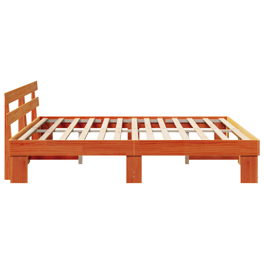 Bedframe met Hoofdeinde - Gewaxte Bruine 200x200 cm - Massief Grenenhout