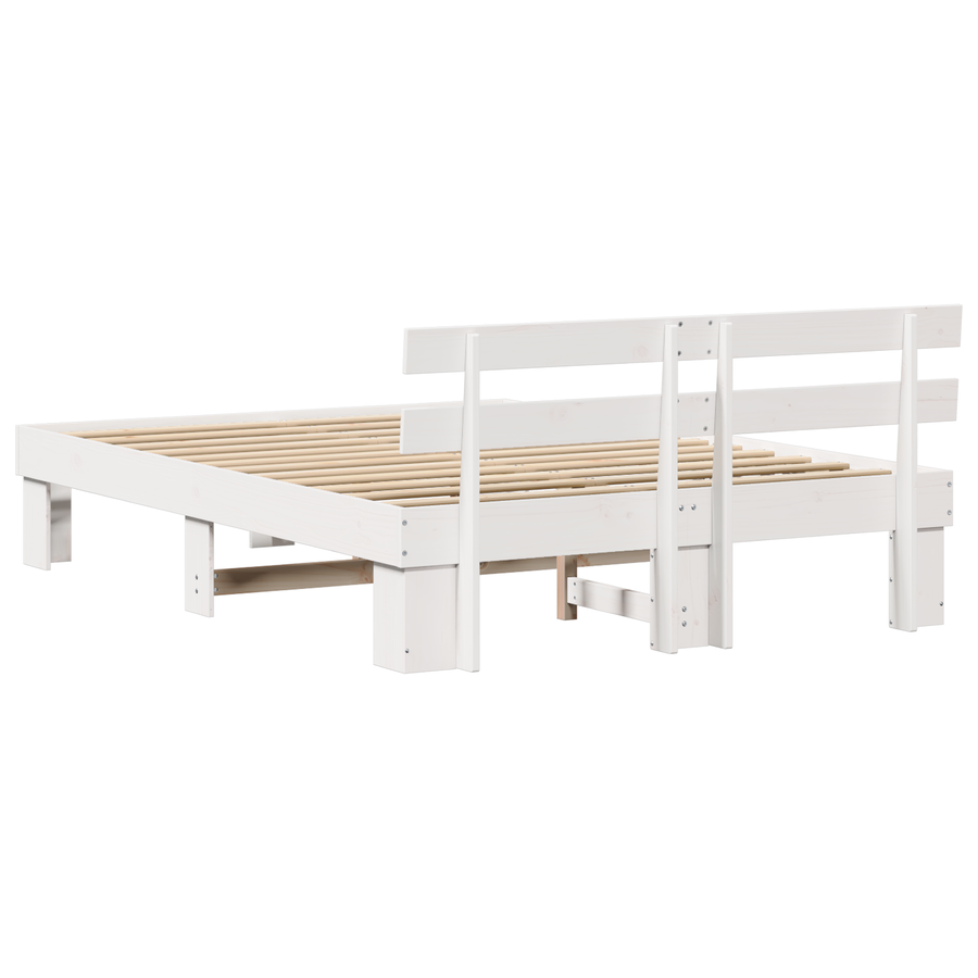 Bedframe met hoofdeinde wit 160x200 cm massief grenenhout