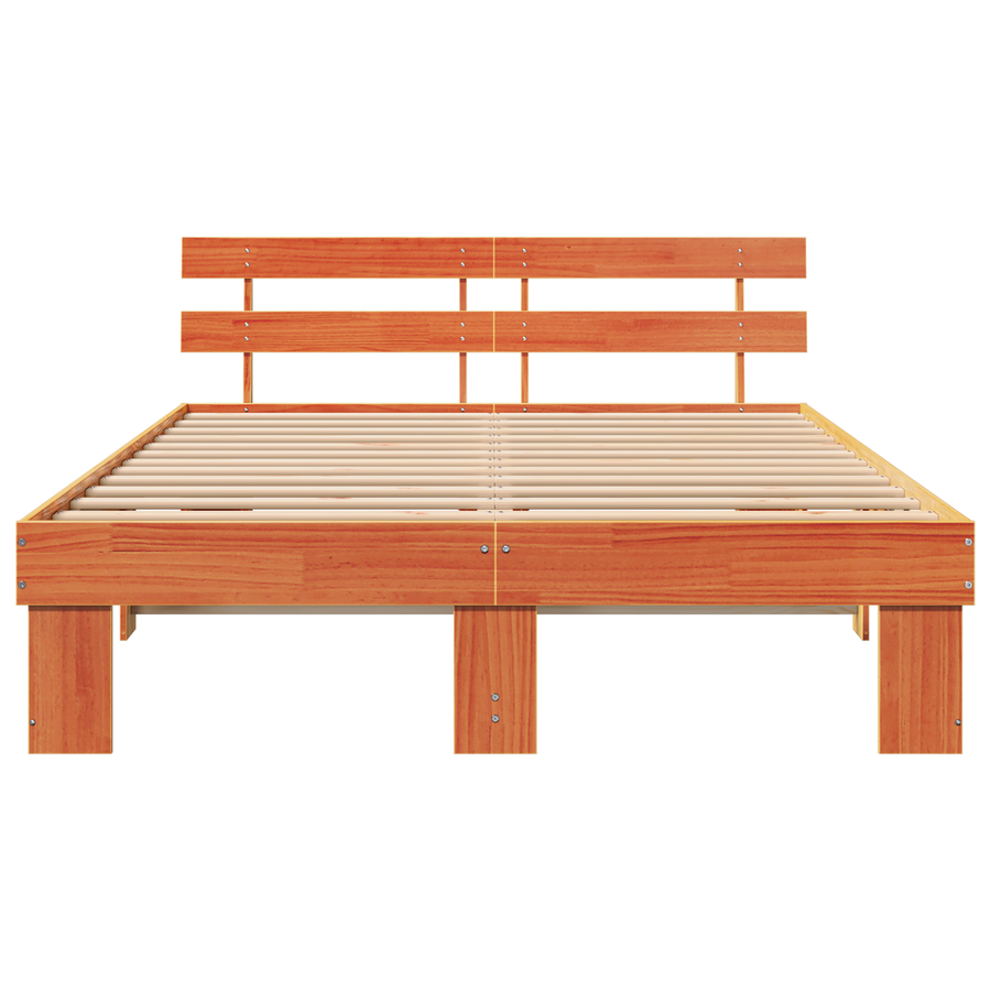 Bedframe met hoofdbord Wax Brown 160x200 cm Massief Grenenhout