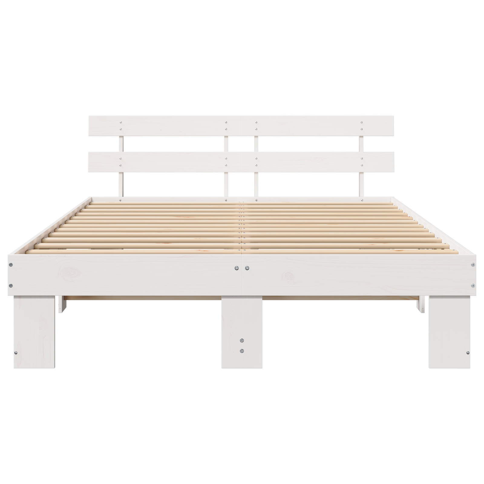 Bedframe met hoofdeinde - Wit - 150x200 cm - Massief grenenhout
