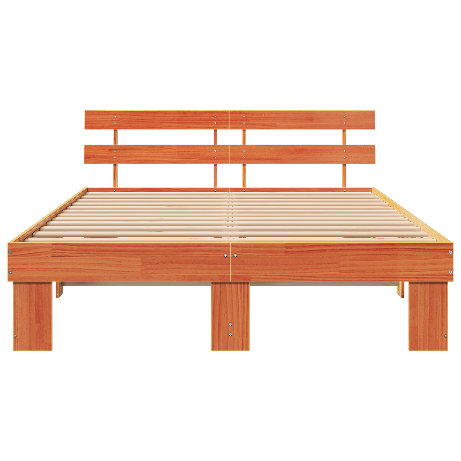 Bedframe met hoofdbord Waxbruin 150x200 cm Massief hout