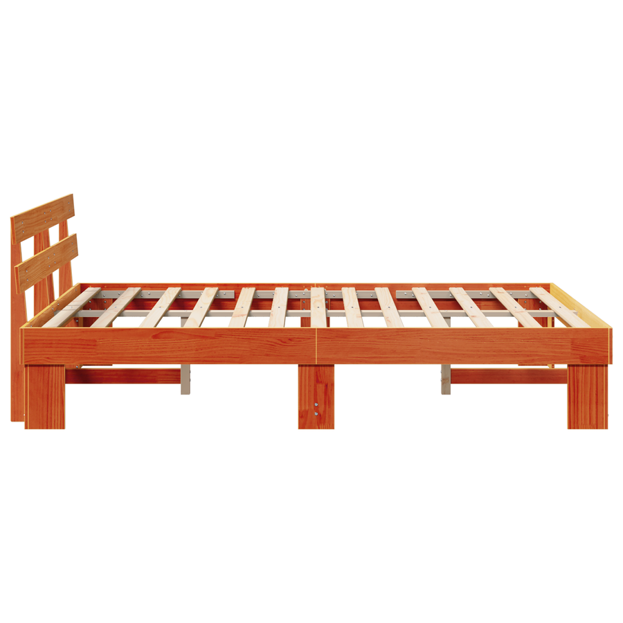 Bedframe met hoofdbord Waxbruin 150x200 cm Massief hout