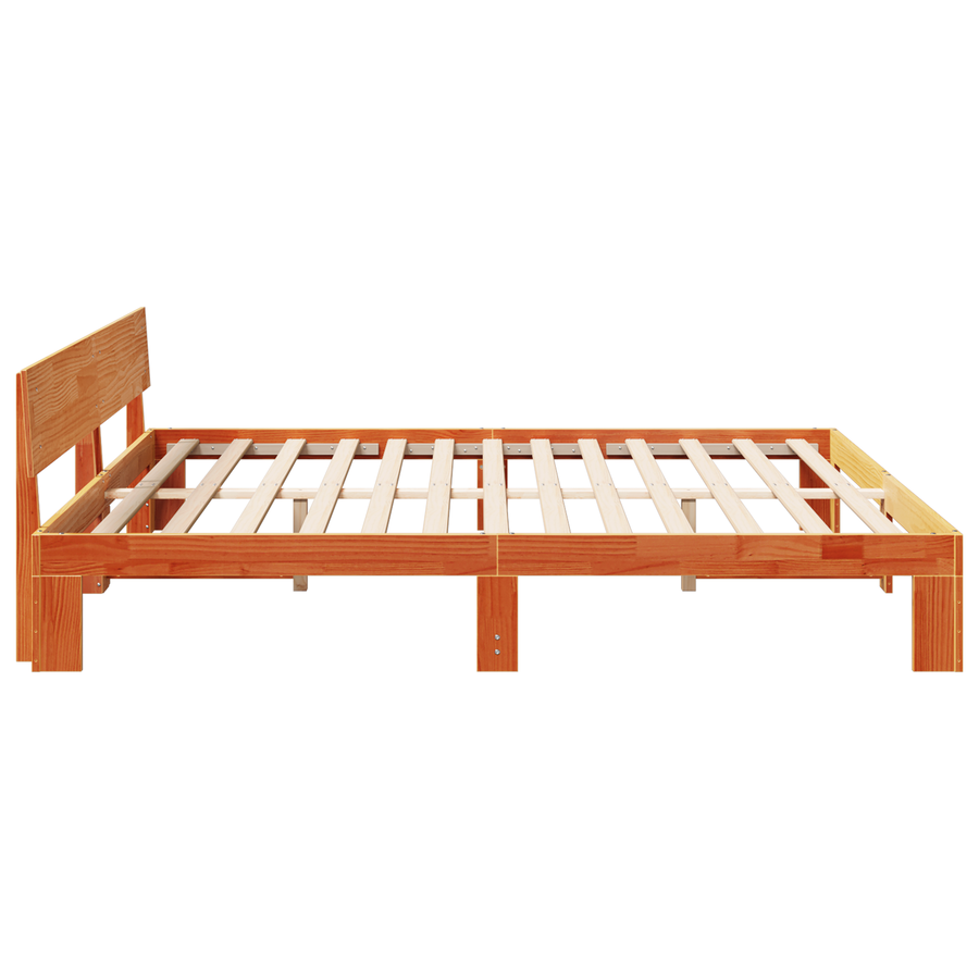 Bed Frame met Hoofdbord Wax Bruin 180x200 cm Massief Grenenhout