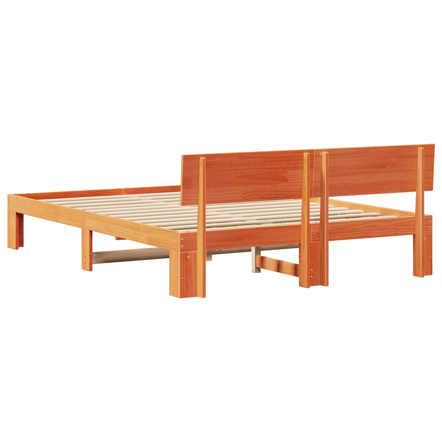 Bedbodem met Hoofdbord Wax Bruin 160x200 cm van Massief Grenenhout