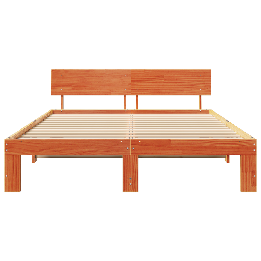 Bedbodem met Hoofdbord Wax Bruin 160x200 cm van Massief Grenenhout
