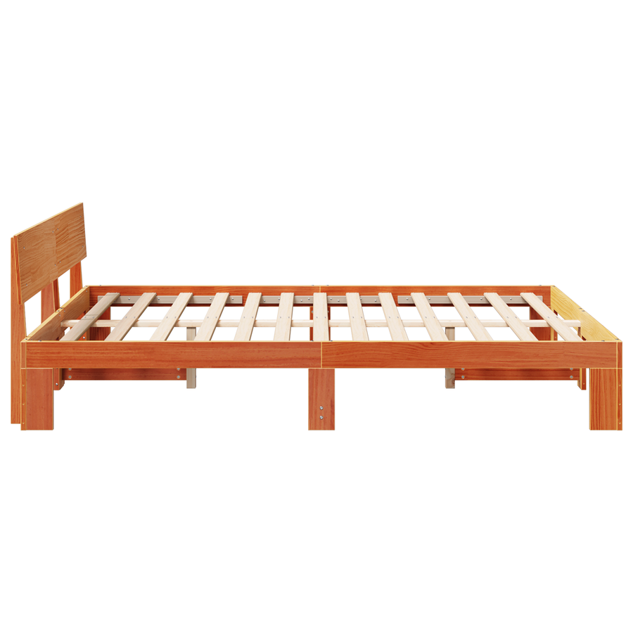 Bedbodem met Hoofdbord Wax Bruin 160x200 cm van Massief Grenenhout