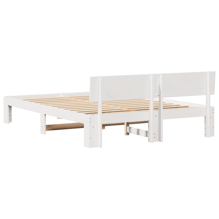 Ligbed met Hoofdbord Wit 150x200 cm Massief Grenenhout