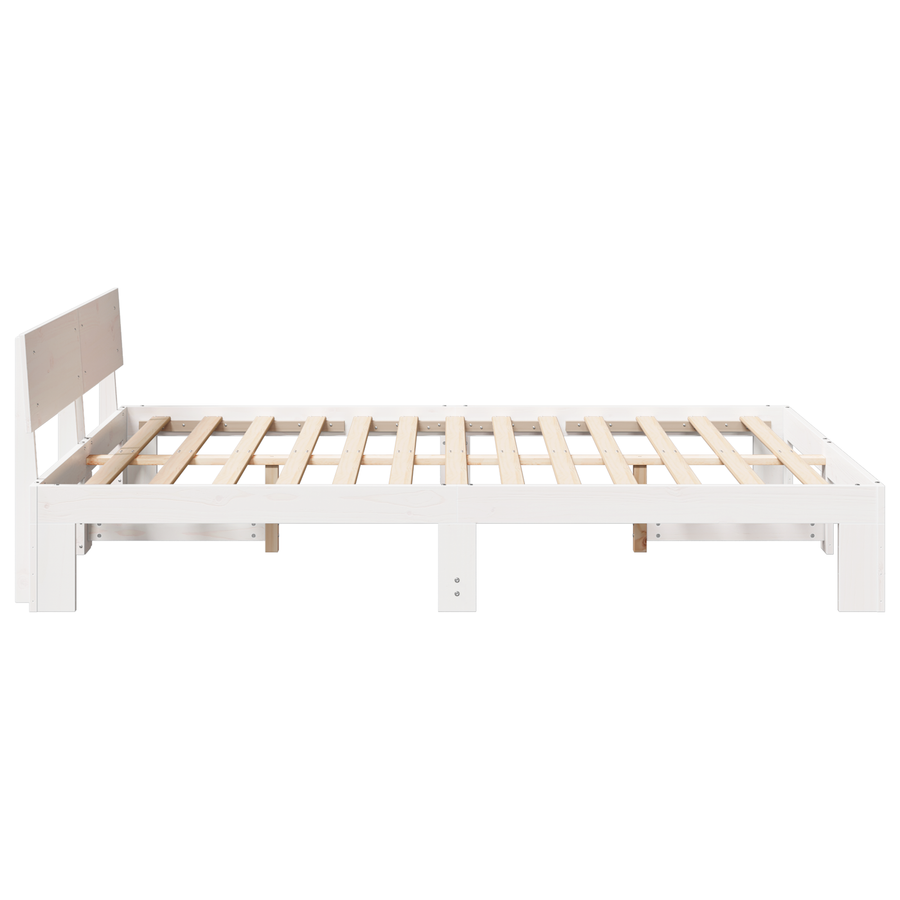 Ligbed met Hoofdbord Wit 150x200 cm Massief Grenenhout