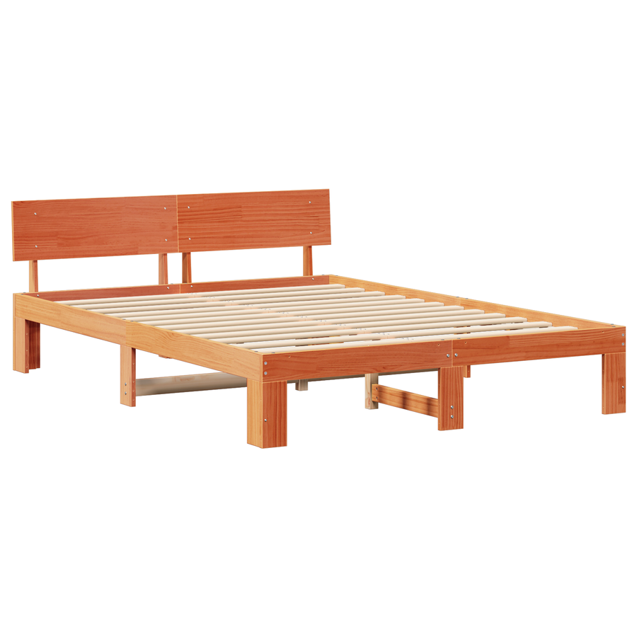 Bedframe met Hoofdbord Wax Bruin 150x200 cm van Massief Grenenhout