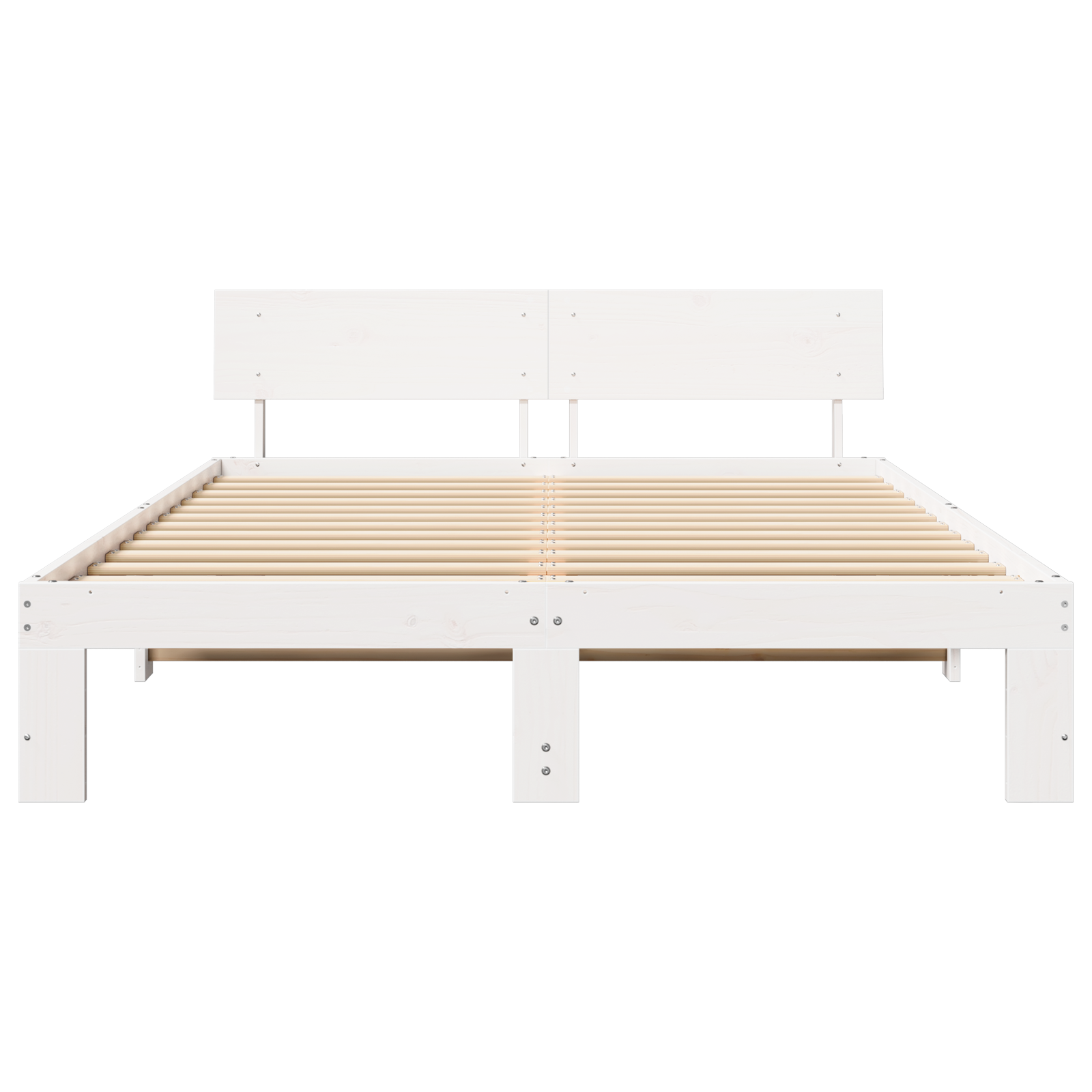 Bedframe met hoofdeinde - Wit - 140x200 cm - Massief grenenhout