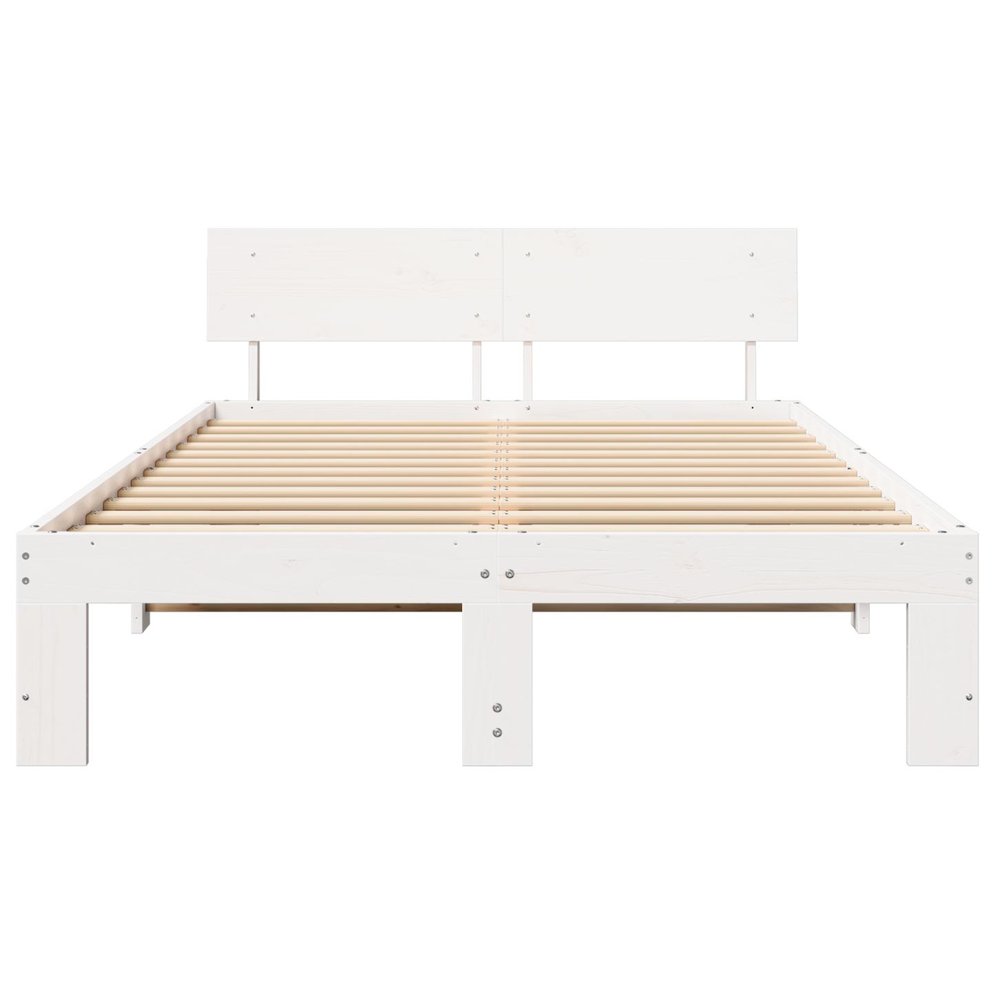 Bedframe met hoofdbord Wit 120x200 cm Massief Grenenhout