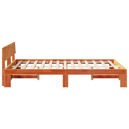 Bedframe met hoofdbord, gewaxte bruine kleur, 120x200 cm, massief grenenhout