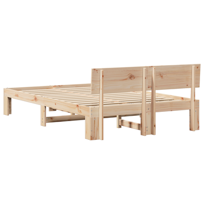 Bedframe met hoofdbord 140x190 cm van massief grenenhout