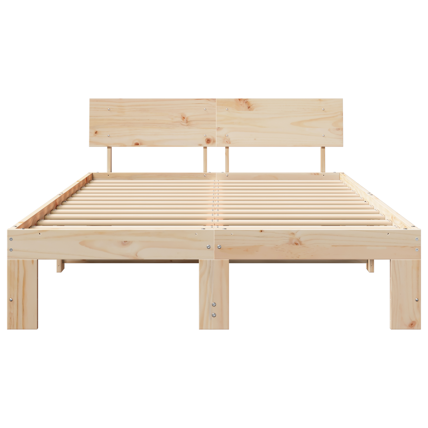 Bedframe met hoofdbord 140x190 cm van massief grenenhout