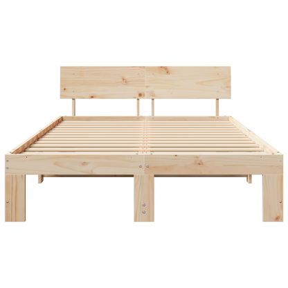 Bedframe met hoofdbord 140x190 cm van massief grenenhout