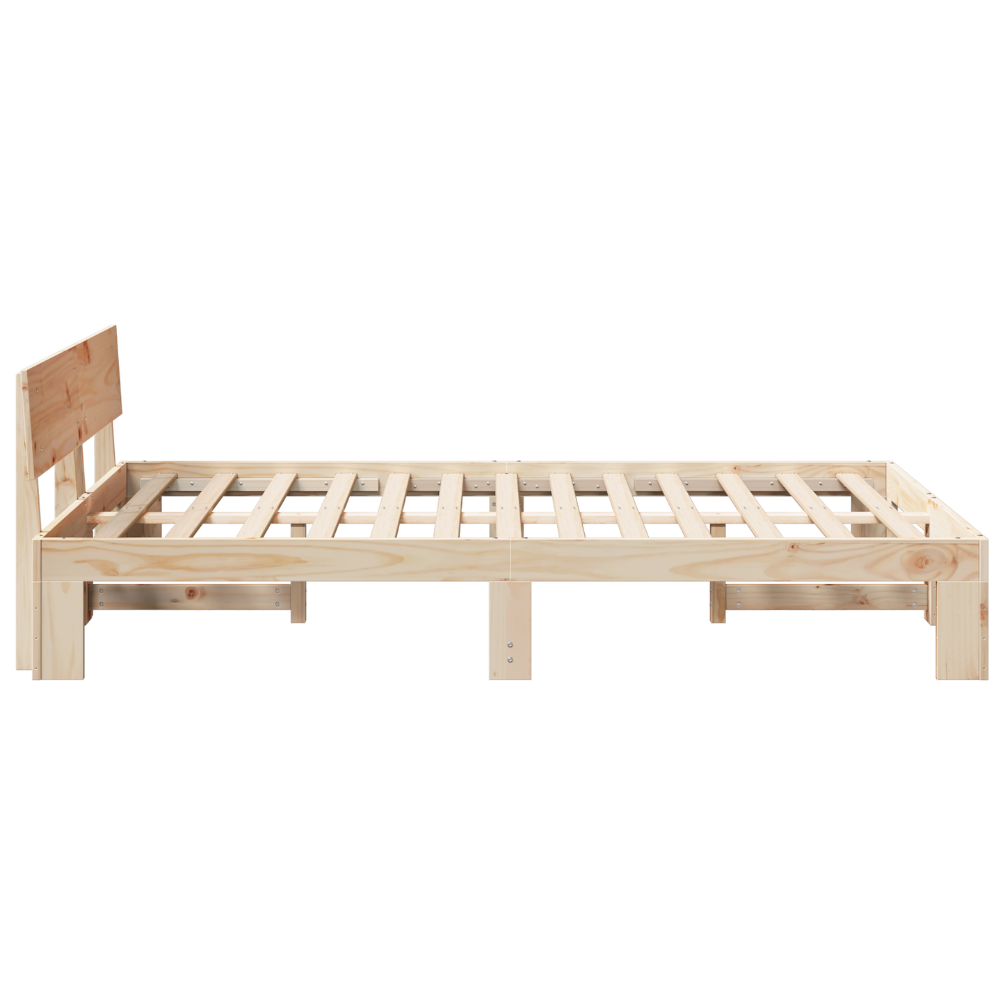 Bedframe met hoofdbord 140x190 cm van massief grenenhout