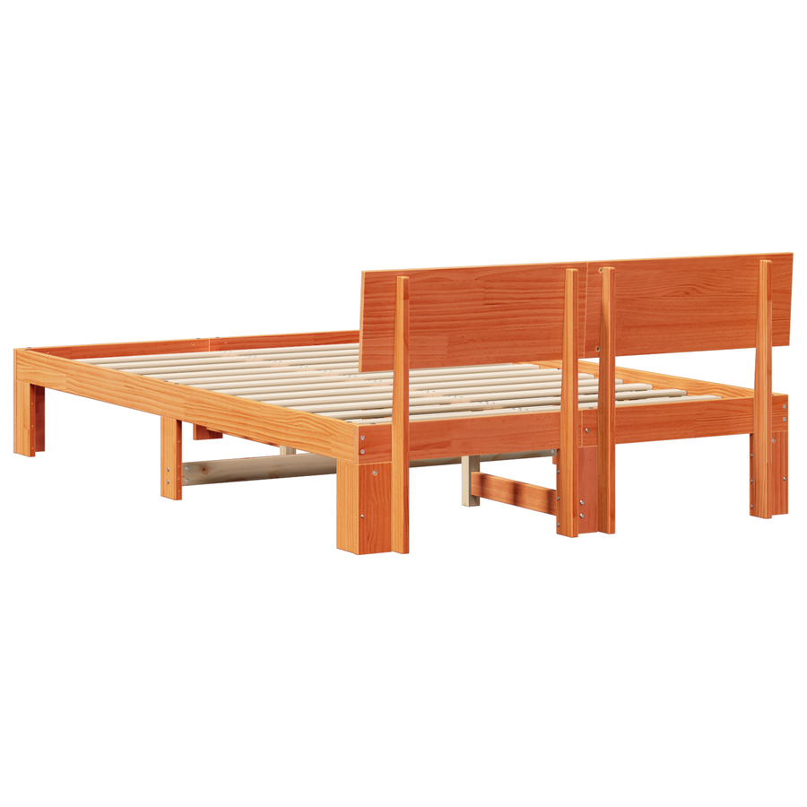 ligbed met hoofdeinde gewaxed bruin 140x190 cm massief grenenhout
